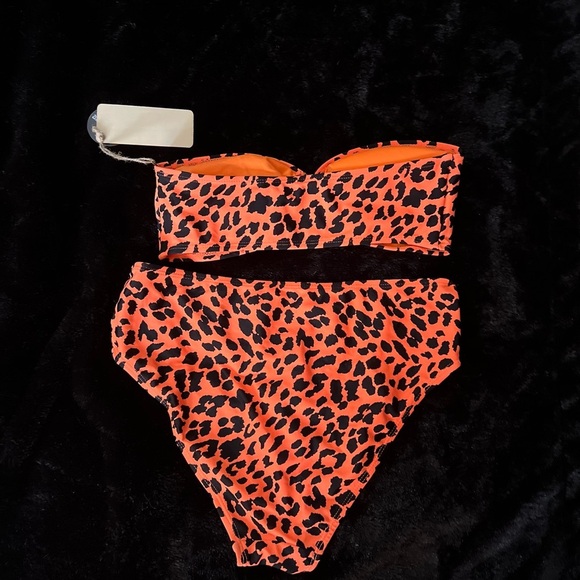 NWT- SUPER CUTE BRIGHT ORANGE LEOPARD BIKINI SZ M - Picture 4 of 5